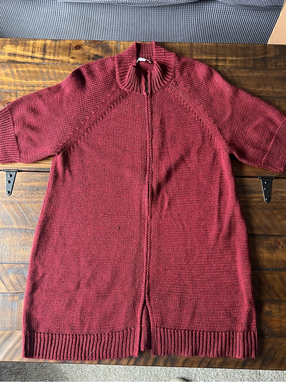 Coldwater Creek Burgundy Zip-Front Knit Cardigan